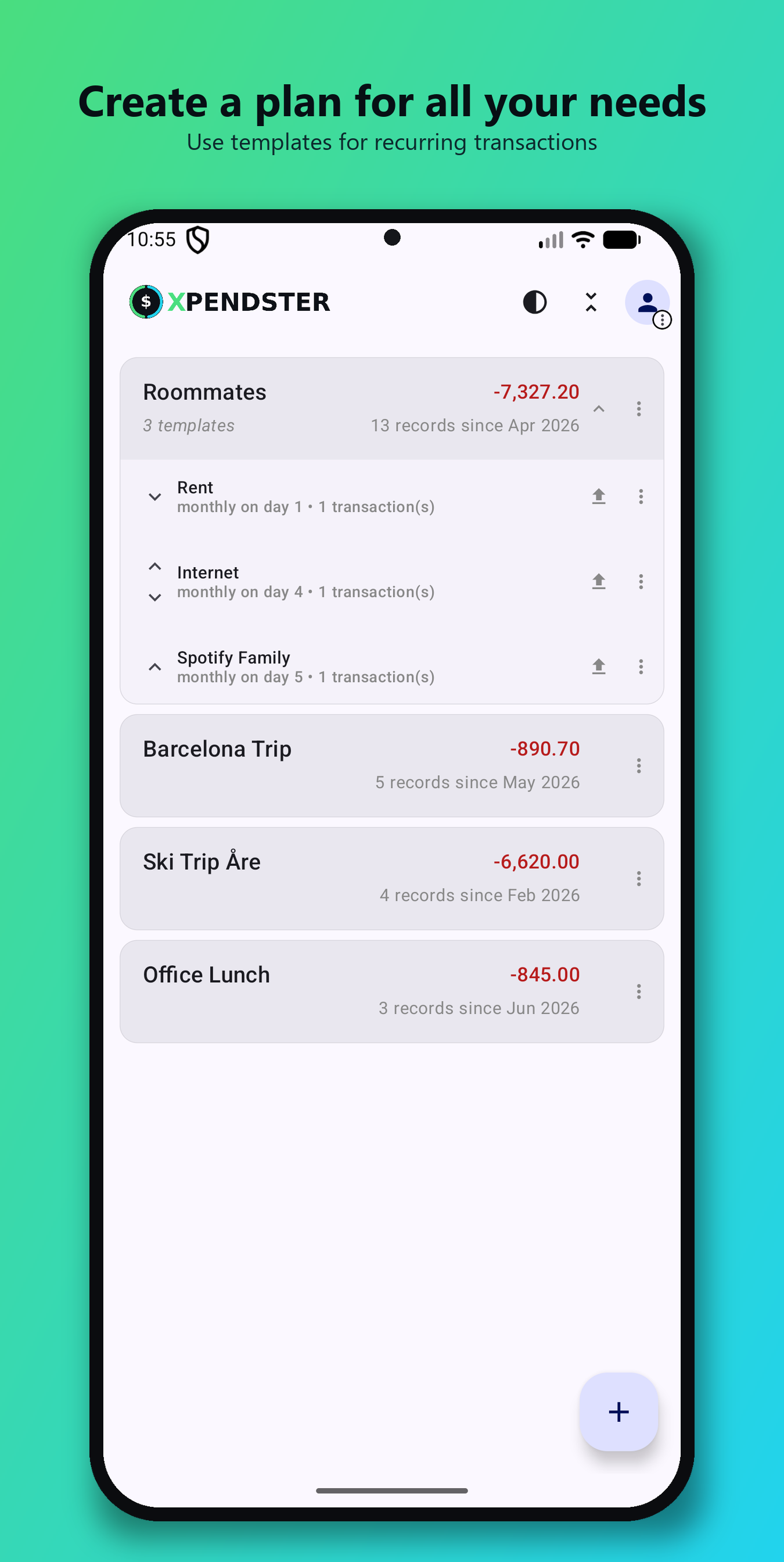 Xpendster home screen